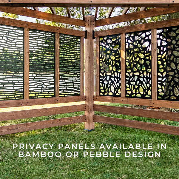 Outdoor privacy panels in multiple designs
